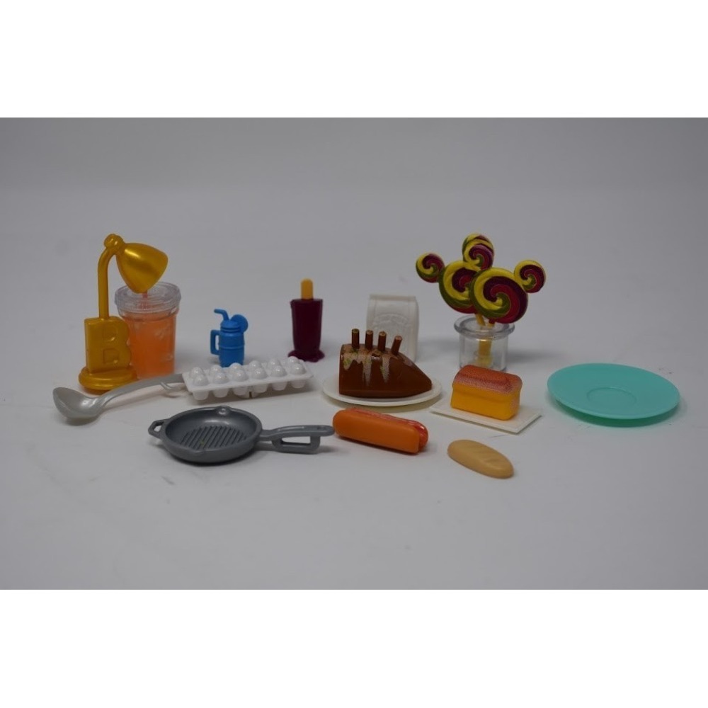 Barbie Doll Kitchen Food Accessories Lot Cake Hot Dog Eggs Cookware Play Set